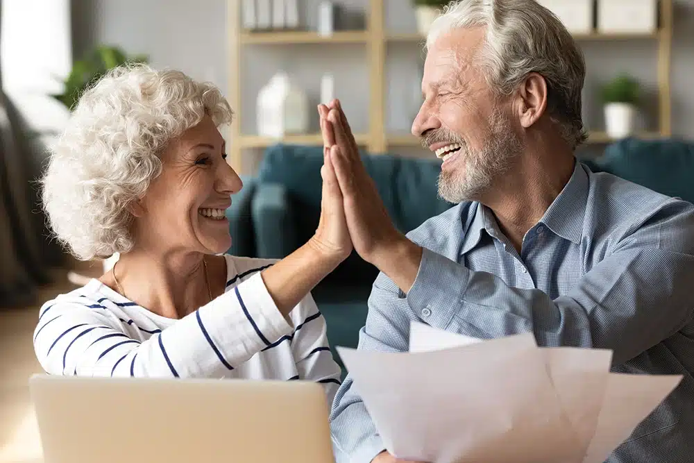 Couple finding their ideal floor plan